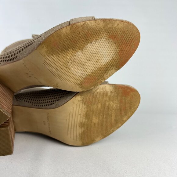 Marc Fisher Womens Shaini Perforated Lace Up Peep Toe Booties Taupe Suede size 8 - Picture 14 of 16